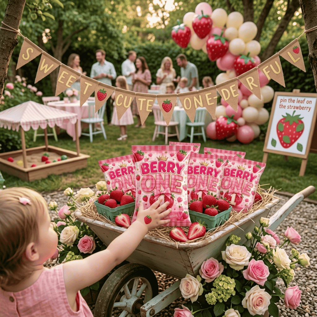Berry First Birthday Party Chip Bags