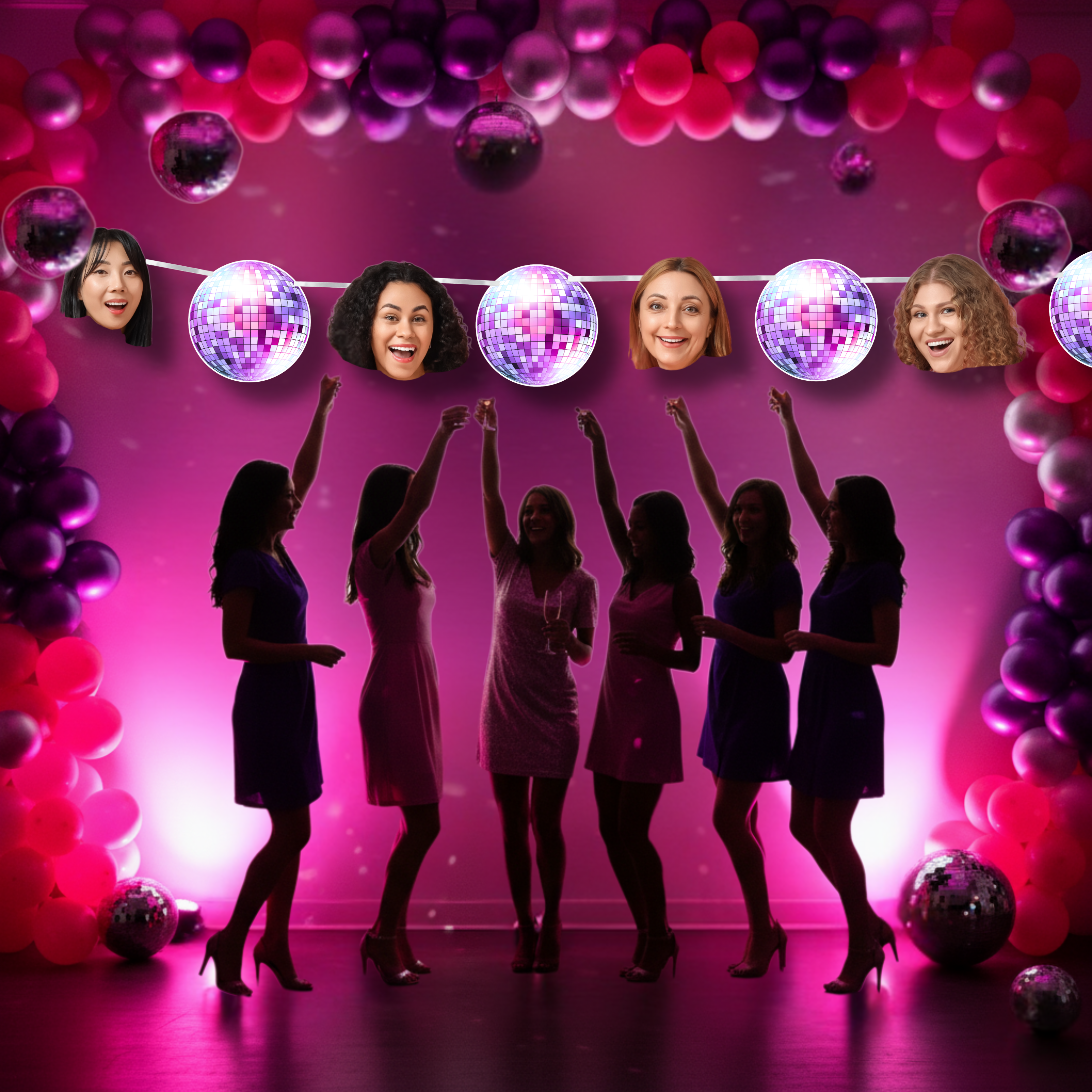 Custom Face Disco Ball Banner – Girls Night, Birthday & Girls Trip Decor
