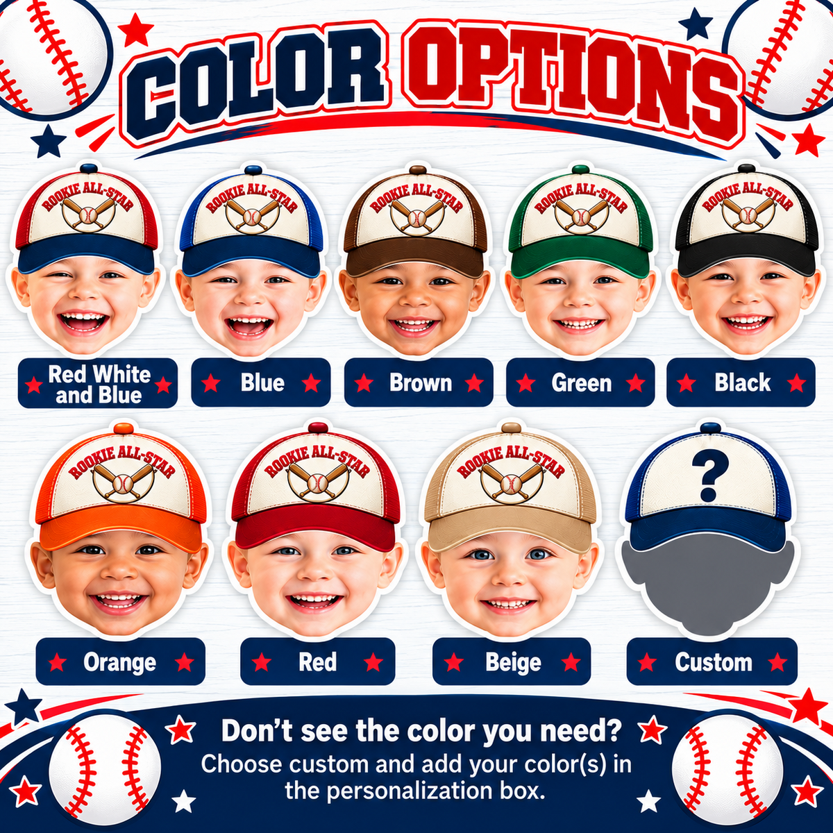 Personalized Rookie All Star baseball photo banner in brown displayed outdoors at a baseball birthday dessert table