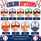 Draft Pick 1 personalized baseball photo banner color options showing red white and blue blue brown green black orange red beige and custom hat colors