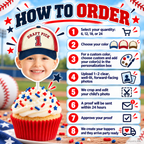How to order personalized Draft Pick 1 baseball photo cupcake toppers with quantity color custom color photo upload and proof instructions