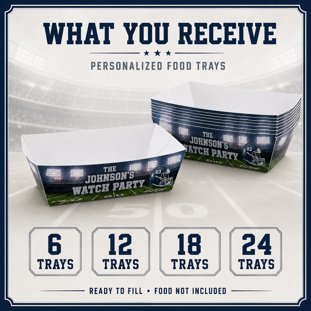 Personalized Football Food Tray Quantity Options