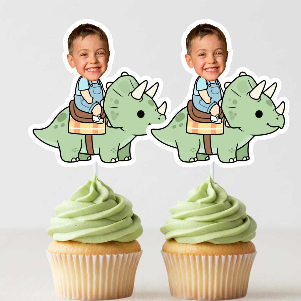 Two Rex Topper Photo Dinosaur Cupcake Toppers - Personalized Three-Rex, Two-Rex & Roa ...