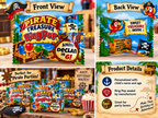 Pirate Ring Pop favor product collage showing front and back wrapper designs personalization and party favor details