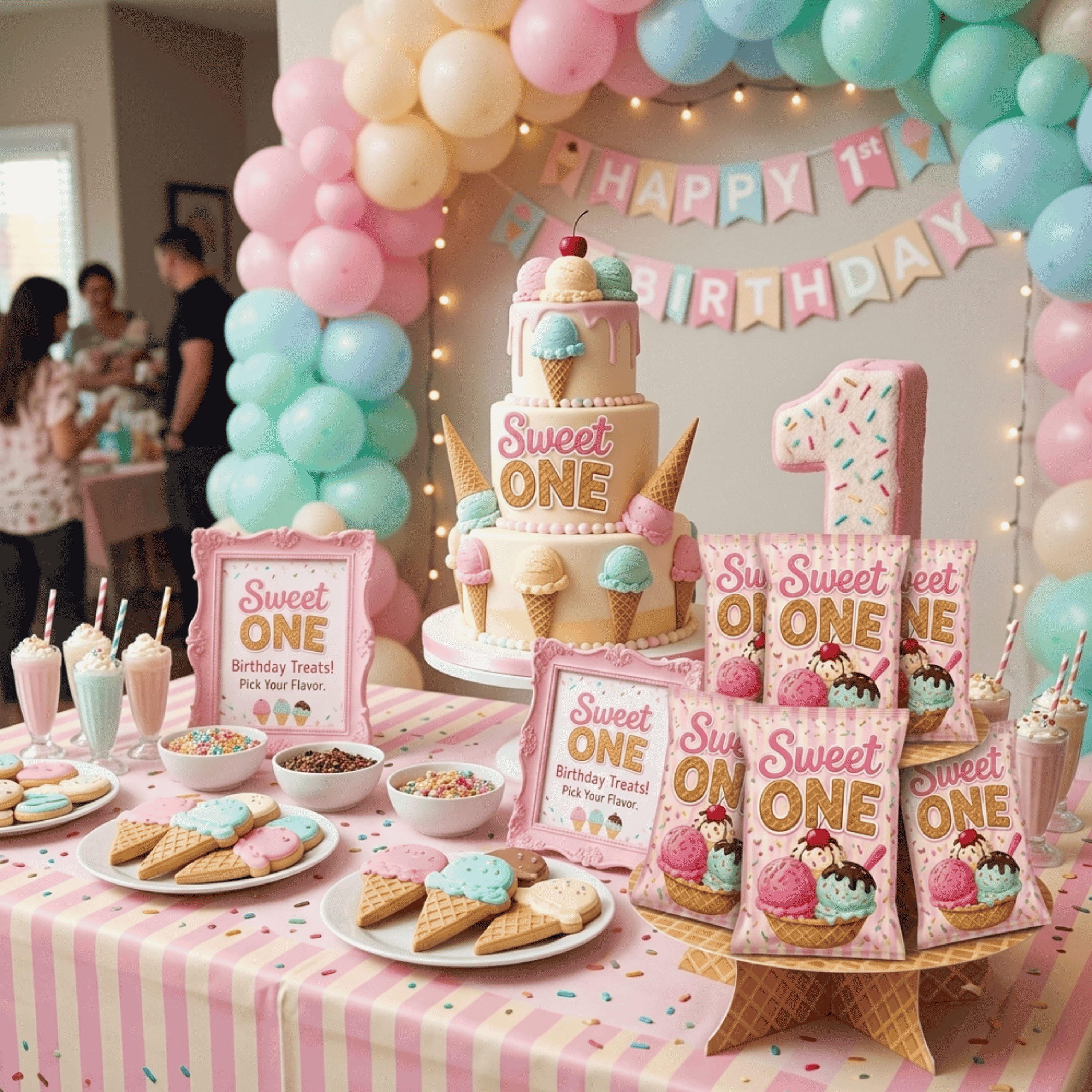 Sweet One Ice Cream Birthday Chip Bags