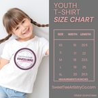 This youth Gildan 5000 t-shirt size chart includes width and length measurements in inches to ensure the proper fit for custom party shirts and personalized event tees. Ideal for children’s birthday shirts, graduation apparel, school events, and family celebrations, these measurements help prevent sizing errors before printing. Always compare measurements for the most accurate fit when ordering custom youth t-shirts.