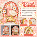 One Silly Goose cake topper product details with standard and smash cake dimensions, laminated layered cardstock and champagne gold glitter accents